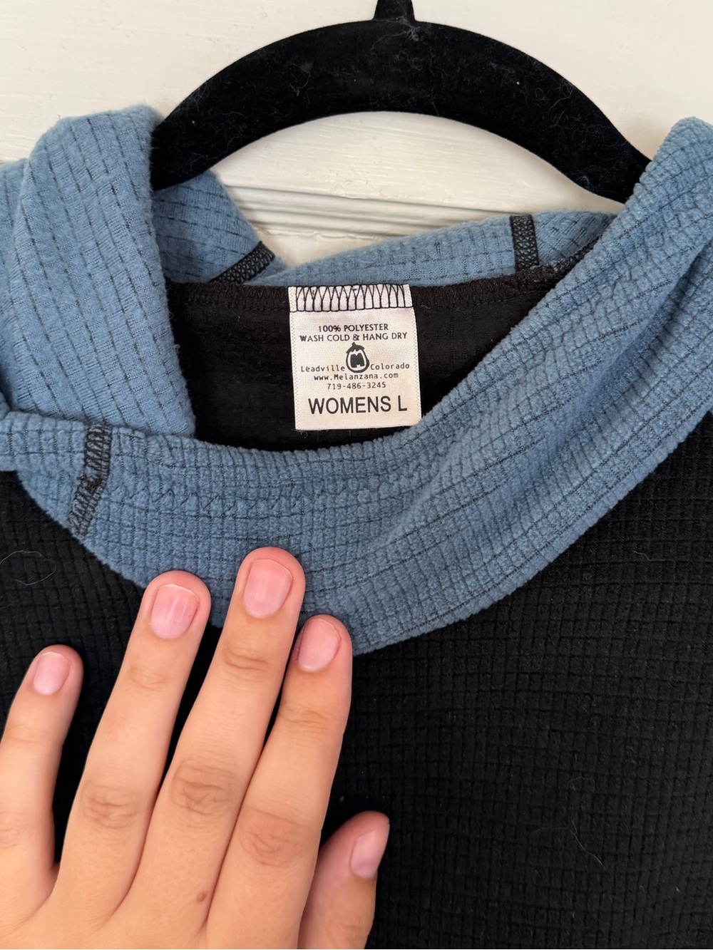 Melanzana Classic Microgrid Fleece blue/black hoodie - Picture 3 of 4